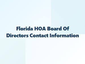 Florida Hoa Board Contact Info
